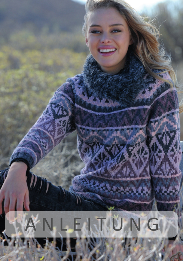 Jacquardpullover mit Puschel-Loop | Einzelanleitung + Wolle Starwool Linie 4  | Stricken | ONline