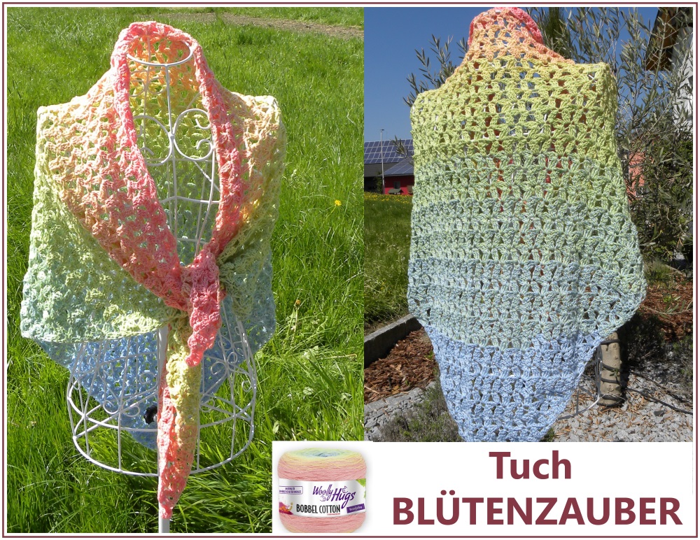 Tuch Blütenzauber | Einzelanleitung + Wolle BOBBEL cotton 800m  | Häkeln | Veronika Hug