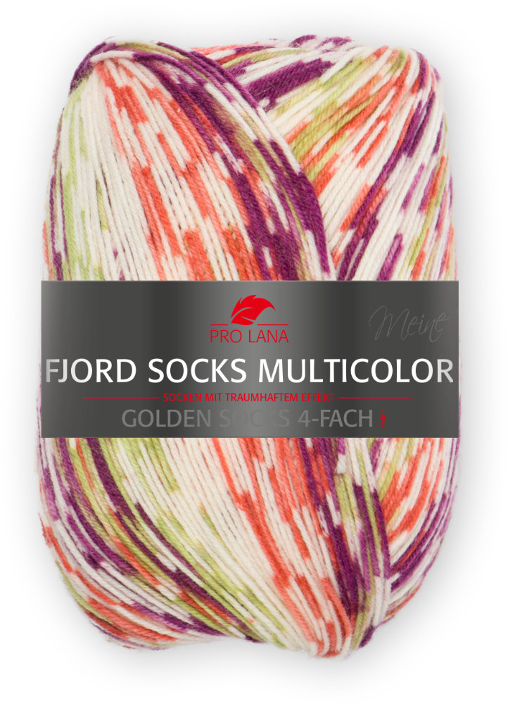 Fjord Socks Multicolor - 4-fach Sockenwolle von Pro Lana 0480 - fuchsia / orange