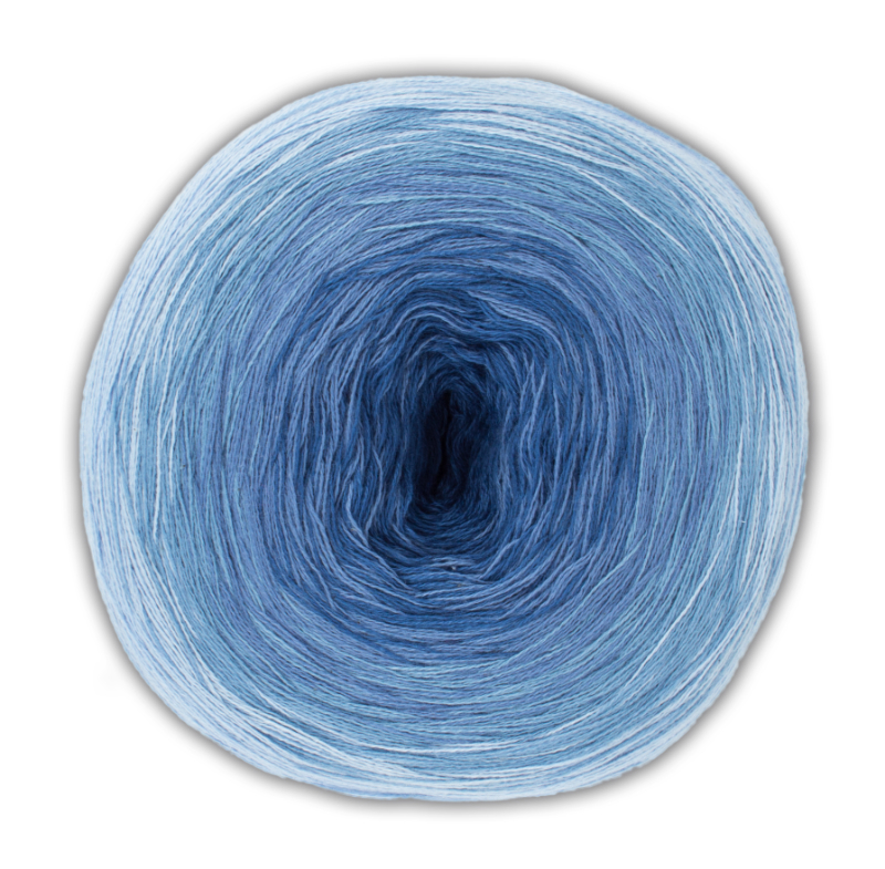 BOBBEL cotton 800m von Woolly Hugs 0029 - rauchblau / hellblau