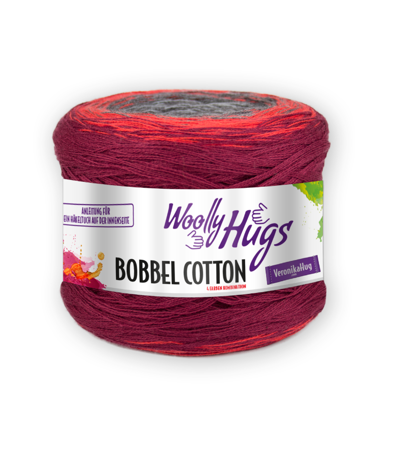 BOBBEL cotton 800m von Woolly Hugs 0004 - grau / rot / bordeaux