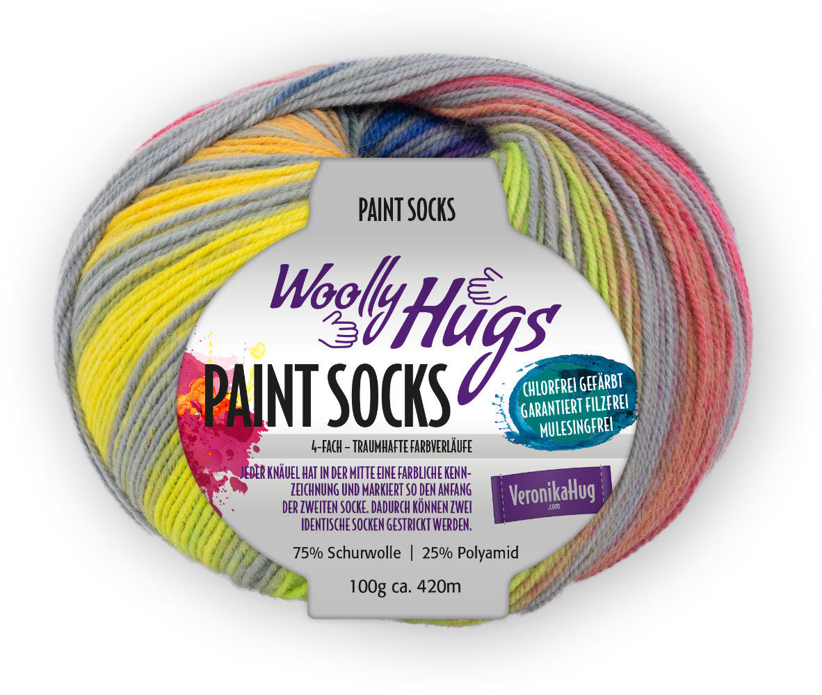 Paint Socks von Woolly Hugs 0210 - beige/pink/grün