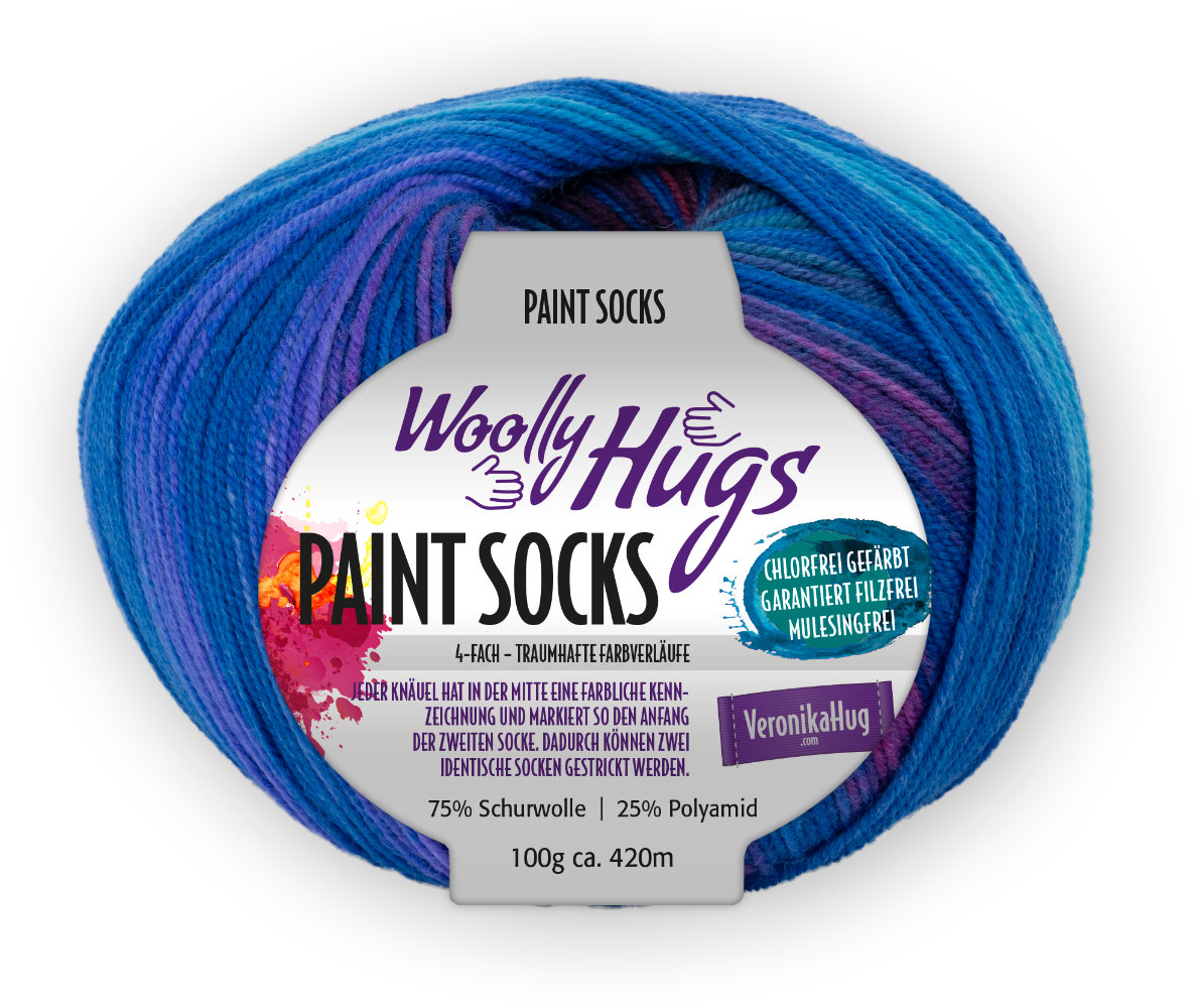 Paint Socks von Woolly Hugs 0209 - royal/türkis