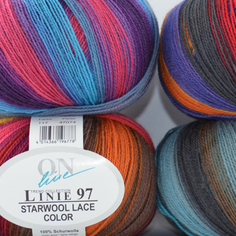 Starwool Lace Color Linie 97 von ONline 0111 - hellblau / royal / dunkelblau