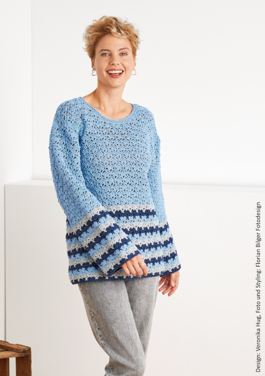 Pullover Maschenhit | Anleitungsheft + Wolle Merino Stretch  | Häkeln | Veronika Hug, Woolly Hugs, Christophorus Verlag