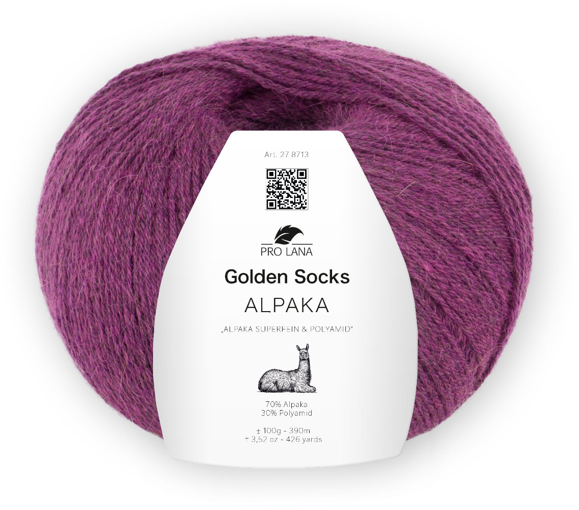 Alpaka Golden Socks - 4-fach Sockenwolle von Pro Lana 0039 - beere meliert