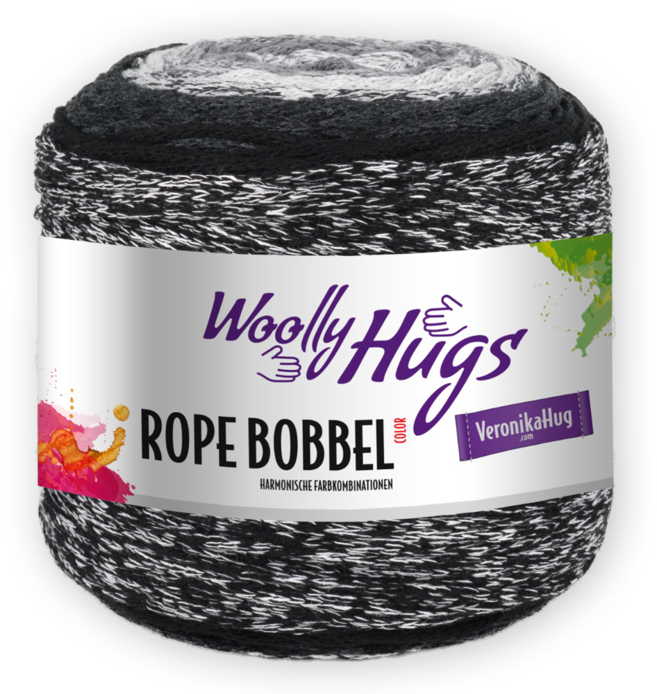 Rope Bobbel von Woolly Hugs 0103 - grau / schwarz